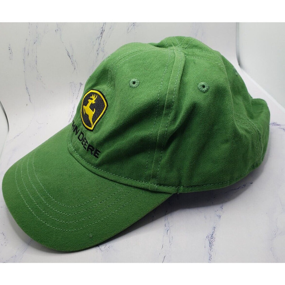 John Deere Green With Black & Gold Logo Canvas Strapback Hat Cap - Picture 2 of 10